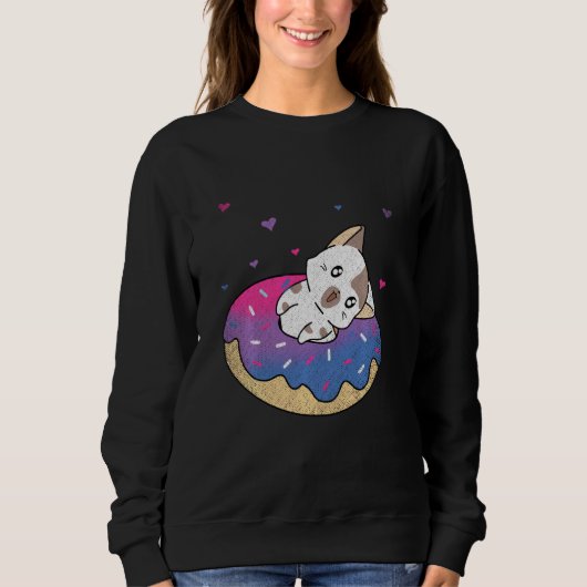 Niedliche Katze Tier Que Bi Pride Bisexualität Don Sweatshirt (Vorderseite)