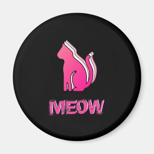 Niedliche Katze, tierfarbenes Rosa, Abstrakter Pop Magnet (Vorne)