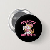 Niedliche Katze Trinken Bubble Tee Kätzchen Lover Button (Vorne & Hinten)