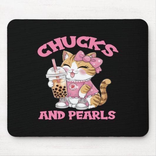 Niedliche Katze Trinken Bubble Tee Kätzchen Lover Mousepad (Vorne)