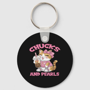 Niedliche Katze Trinken Bubble Tee Kätzchen Lover Schlüsselanhänger