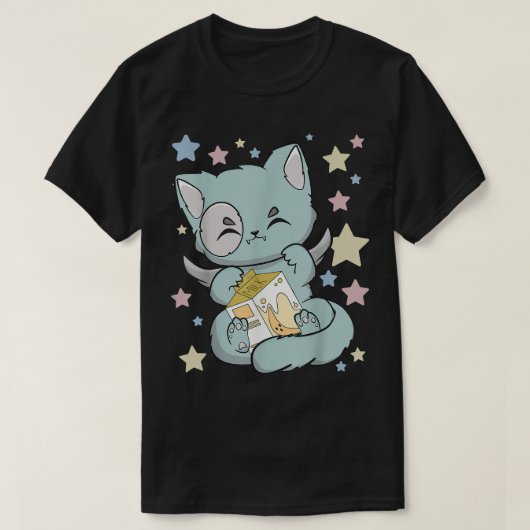 Niedliche Katze trinkt Bananenmilch Anime Neko für T-Shirt (Design vorne)