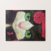 Niedliche Katze Tuxedo Black Kitty Pet Malerei Puzzle (Horizontal)