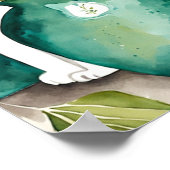 Niedliche Katze und Aquamarine Grüne Vase Botanisc Poster (Ecke)