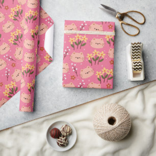Niedliche Katze und Blume Geschenkpapier