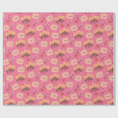 Niedliche Katze und Blume Geschenkpapier (Flach)