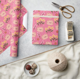 Niedliche Katze und Blume Geschenkpapier