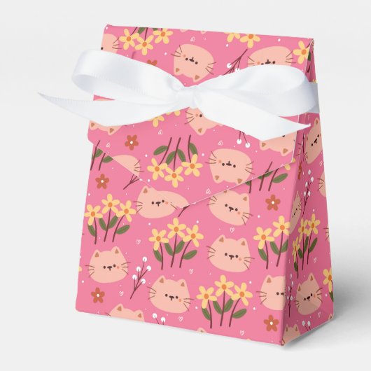 Niedliche Katze und Blume Geschenkschachtel (Vorderseite)