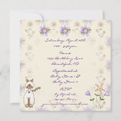 Niedliche Katze und Blume Kinderdusche Einladung (Rückseite)