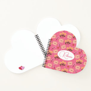 Niedliche Katze und Blume Notizblock