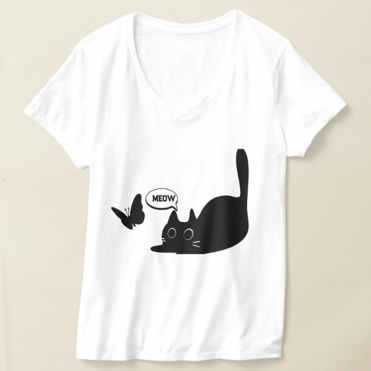 Niedliche Katze und Butterfly Meow T-Shirt (Ablage )