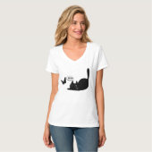 Niedliche Katze und Butterfly Meow T-Shirt (Vorderseite Vollansicht)