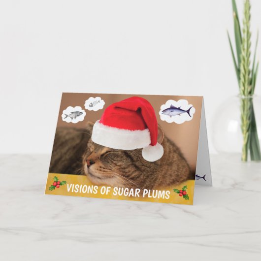 Niedliche Katze und Fisch Weihnachten (Vorderseite)