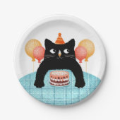 Niedliche Katze und Geburtstagstorte Purfect Party Pappteller (Vorderseite)