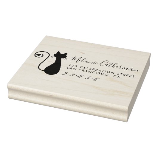 Niedliche Katze und Herz | Individuelle Name und R Gummistempel (Stempel)