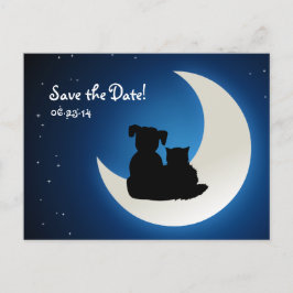Niedliche Katze und Hund - Save the Date Postkarte
