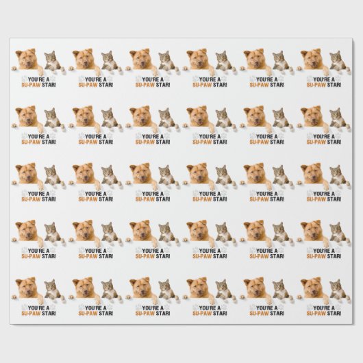Niedliche Katze und Hund SuPAW Star Geschenkpapier (Flach)