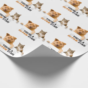 Niedliche Katze und Hund SuPAW Star Geschenkpapier
