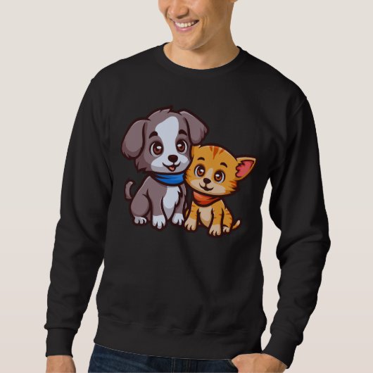 Niedliche Katze und Hunde für Tierliebhaber Sweatshirt (Vorderseite)