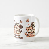 Niedliche Katze- und Hundehütte - Adorable Freunds Kaffeetasse (VorderseiteRechts)