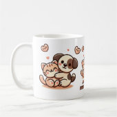 Niedliche Katze- und Hundehütte - Adorable Freunds Kaffeetasse (Links)
