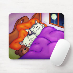 Niedliche Katze und Kätzchen und Teddybär Mousepad