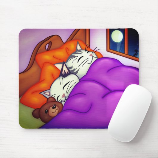 Niedliche Katze und Kätzchen und Teddybär Mousepad (Mit Mouse)