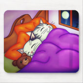 Niedliche Katze und Kätzchen und Teddybär Mousepad (Vorne)
