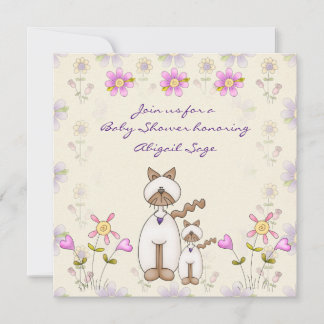 Niedliche Katze und Kitten Girls Babydusche Einladung