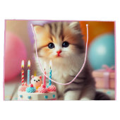 Niedliche Katze und Kuchen Große Geschenktüte (Rückseite)
