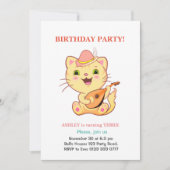 Niedliche Katze und mehrfarbige Balloons zum Gebur Einladung (Vorderseite)