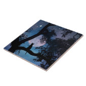 Niedliche Katze und Mond Art Tile Fliese (Seite)