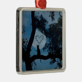 Niedliche Katze und Mond mit Vogelherz Keramik Orn Ornament Aus Metall (Rechts)