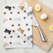 Niedliche Katze und Pfoten Geschirrtuch (Viertel Falte)