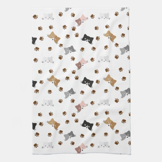 Niedliche Katze und Pfoten Geschirrtuch (Vertikal)