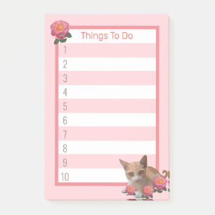 Niedliche Katze und Rose Post-it Klebezettel