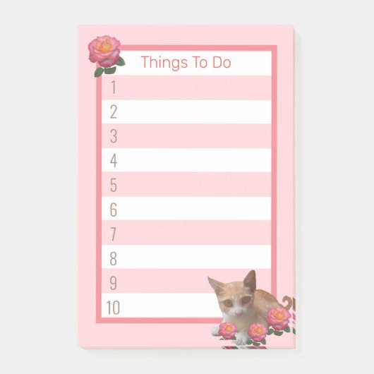Niedliche Katze und Rose Post-it Klebezettel (Vorderseite)
