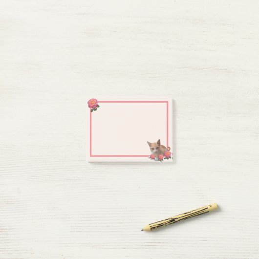 Niedliche Katze und Rose Post-it Klebezettel (Auf Schreibtisch)