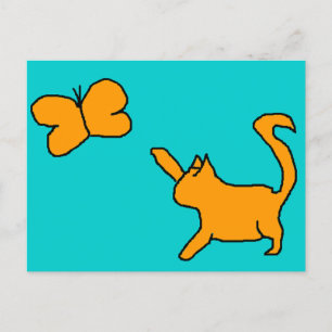 Niedliche Katze und Schmetterling Postkarte