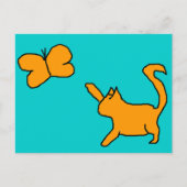 Niedliche Katze und Schmetterling Postkarte (Vorderseite)