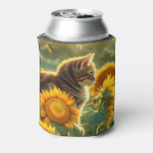 Niedliche Katze und Sonnenblumen Dosenkühler (Kanne Rückseite)