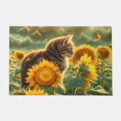 Niedliche Katze und Sonnenblumen Fußmatte (Vorderseite)