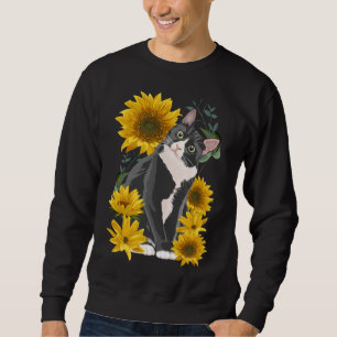 Niedliche Katze und Sonnenblumen Garden Felsische Sweatshirt