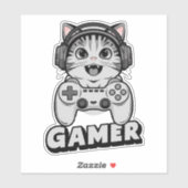 Niedliche Katze und Vidèo-Spielcontroller Aufkleber (Blatt)