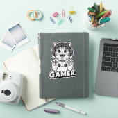 Niedliche Katze und Vidèo-Spielcontroller Aufkleber (iPad Hülle)