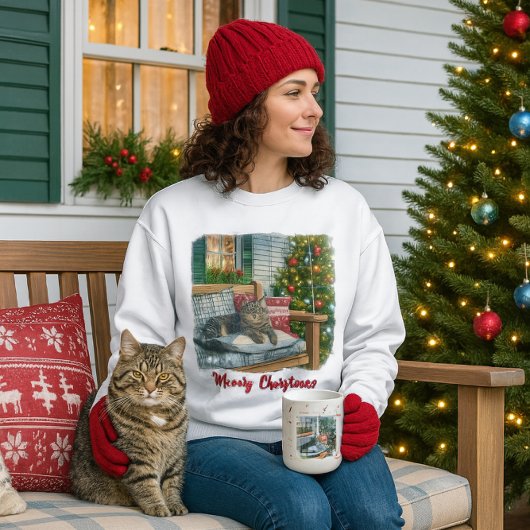 Niedliche Katze und Weihnachtsbaum T - Shirt