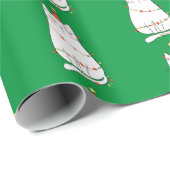 Niedliche Katze und Weihnachtsbeleuchtung Geschenkpapier (Rolleneckpunkt)