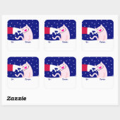 Niedliche Katze und Weihnachtsgeschenk Quadratischer Aufkleber (Blatt)