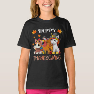 Niedliche Katze Unicorn Türkei Glückwunsch Thanksg T-Shirt