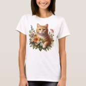 Niedliche Katze unter den Blume 🐾 🌼 T-Shirt (Vorderseite)